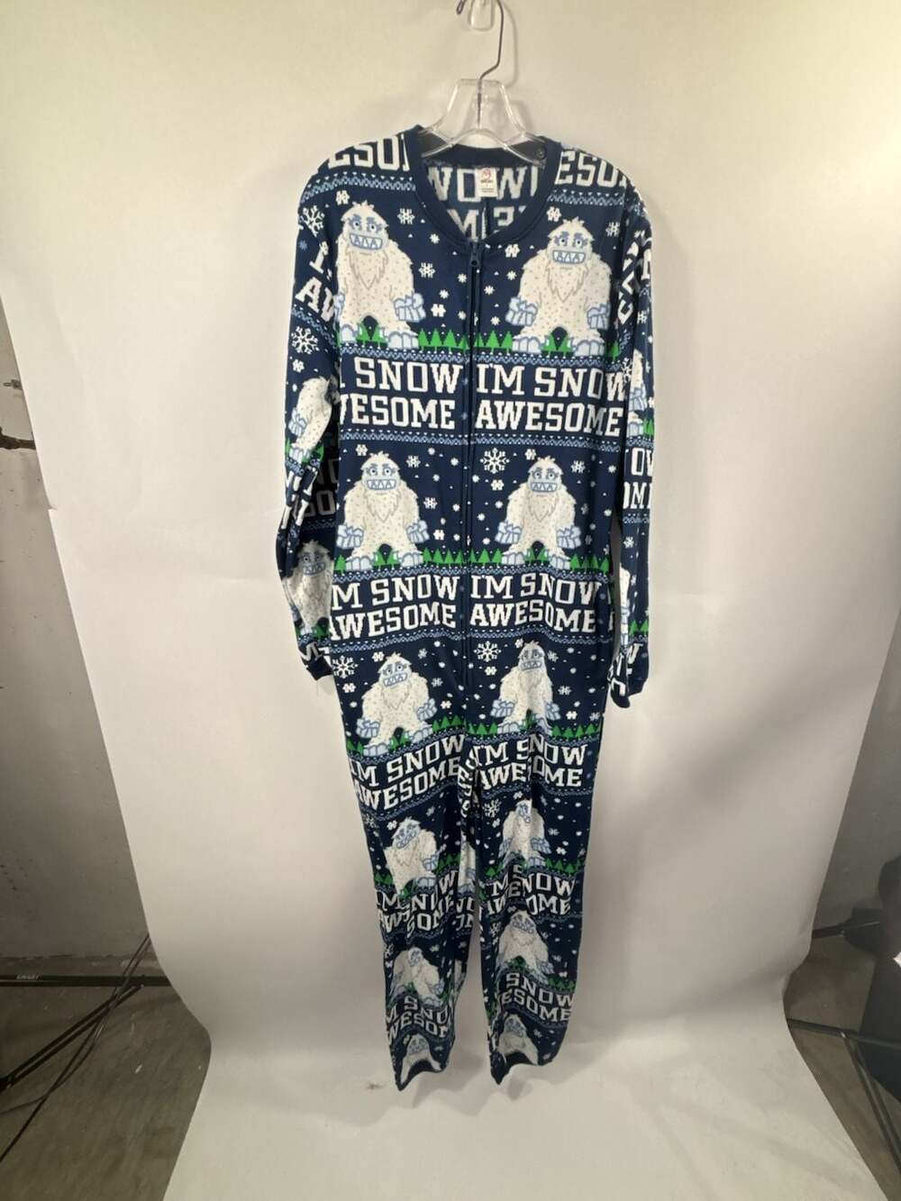 Dec 25th Yeti Print Zip-Up Fleece Onesie Pajamas